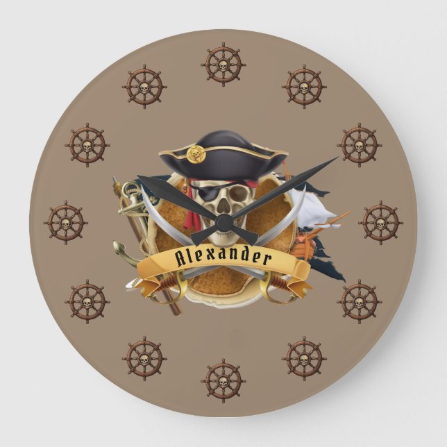 Pirate Personalise Large Clock (Front)