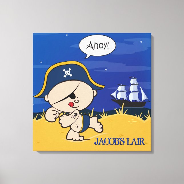 Pirate Personalised Boys Room Canvas Wall Art (Front)