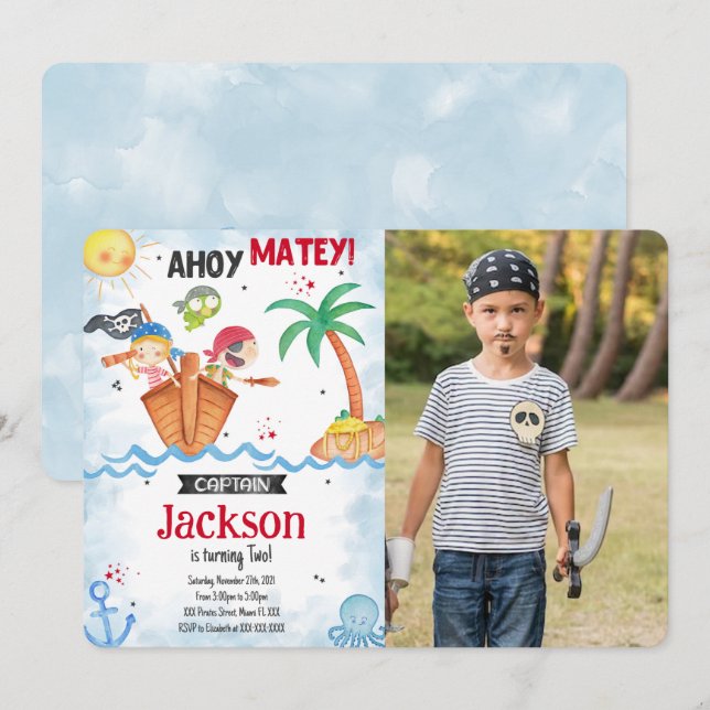 Pirate Photo Invitation (Front/Back)
