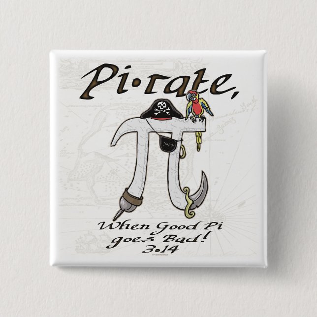 Pirate Pi Day Gear 15 Cm Square Badge (Front)