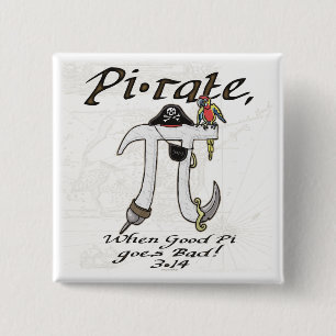 Pirate Pi Day Gear 15 Cm Square Badge