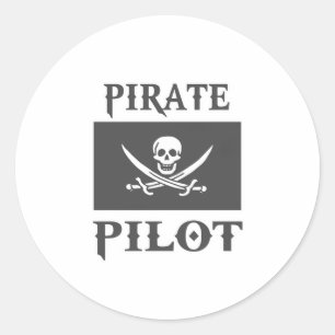 Pirate Pilot Classic Round Sticker