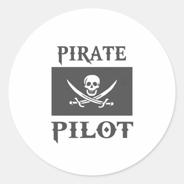 Pirate Pilot Classic Round Sticker (Front)