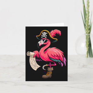 Pirate Pink Flamingo Funny Halloween Party Costume Card