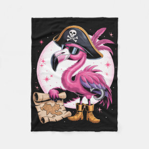 Pirate Pink Flamingo Funny Halloween Party Costume Fleece Blanket