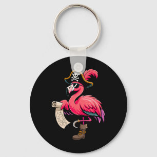 Pirate Pink Flamingo Funny Halloween Party Costume Key Ring