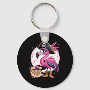 Pirate Pink Flamingo Funny Halloween Party Costume Key Ring