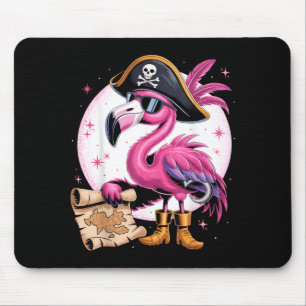 Pirate Pink Flamingo Funny Halloween Party Costume Mouse Mat