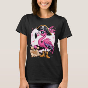Pirate Pink Flamingo Funny Halloween Party Costume T-Shirt