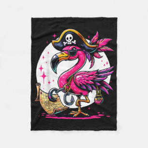 Pirate Pink Flamingo Halloween Party - Jolly Roger Fleece Blanket