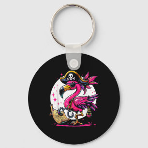 Pirate Pink Flamingo Halloween Party - Jolly Roger Key Ring