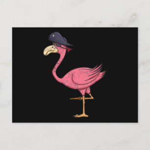 Pirate Pink Flamingo With Eyepatch Halloween Announcement Postcard