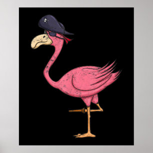 Pirate Pink Flamingo With Eyepatch Halloween Poster