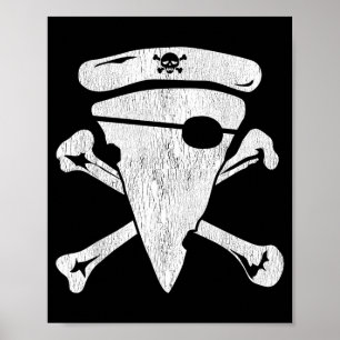 Pirate Pizza Skull Crossbones Funny Halloween Poster