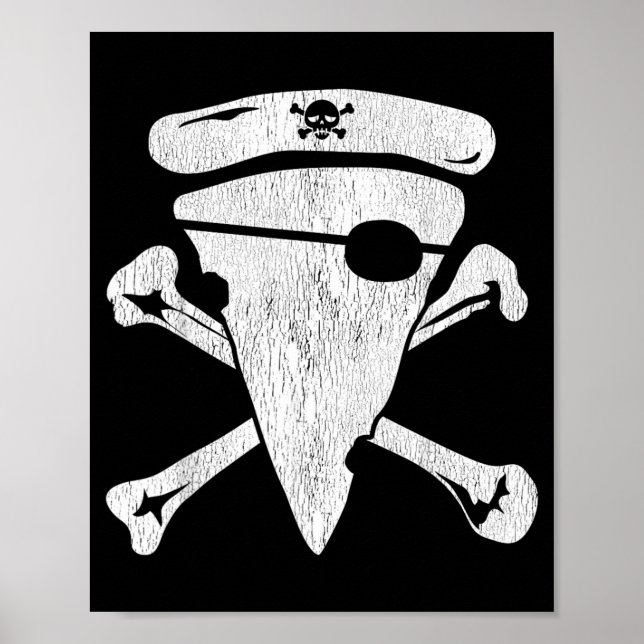 Pirate Pizza Skull Crossbones Funny Halloween Poster (Front)