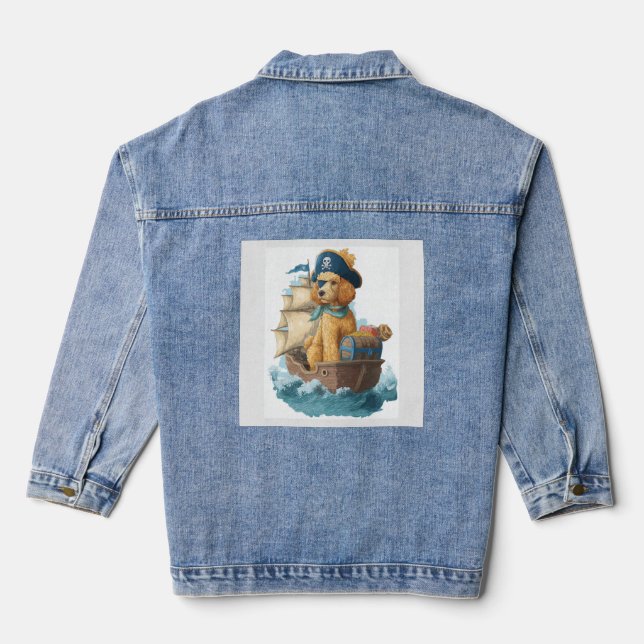 Pirate Poodle � Funny Sea Dog Denim Jacket (Back)