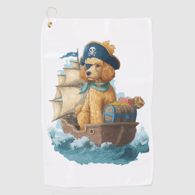 Pirate Poodle � Funny Sea Dog Golf Towel (Front)