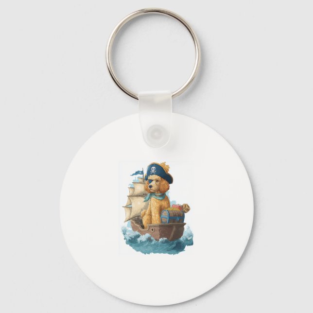Pirate Poodle � Funny Sea Dog Key Ring (Front)