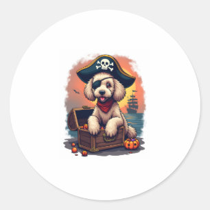 Pirate Poodle Plunder Classic Round Sticker