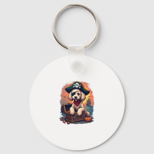 Pirate Poodle Plunder Key Ring (Front)