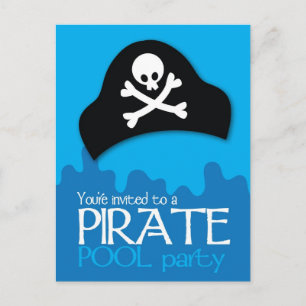 Pirate pool party invitation postcard