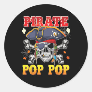 Pirate Pop-pop Skull Crossbones Halloween Costume  Classic Round Sticker