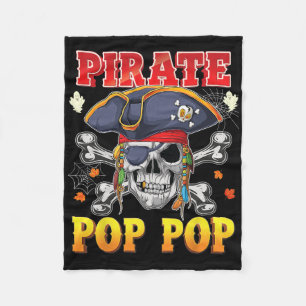 Pirate Pop-pop Skull Crossbones Halloween Costume Fleece Blanket