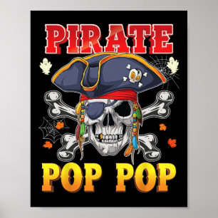 Pirate Pop-pop Skull Crossbones Halloween Costume Poster