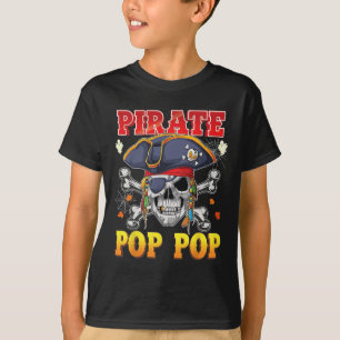 Pirate Pop-pop Skull Crossbones Halloween Costume T-Shirt
