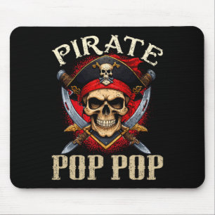 Pirate Pop Pop Skull Jolly Roger Halloween Pirate Mouse Mat
