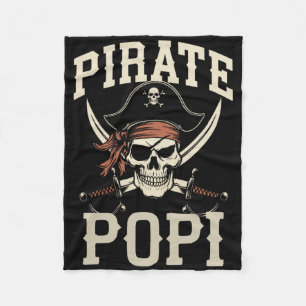 Pirate Popi Funny Captain Matching Grandpa Hallowe Fleece Blanket