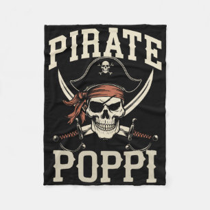 Pirate Poppi Funny Captain Matching Halloween Cost Fleece Blanket