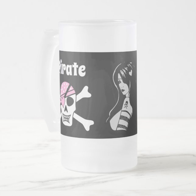 Pirate Princess  Frosted Glass Beer Mug (Front Left)