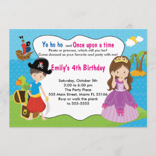 Pirate Princess Invitation Kids Birthday Party