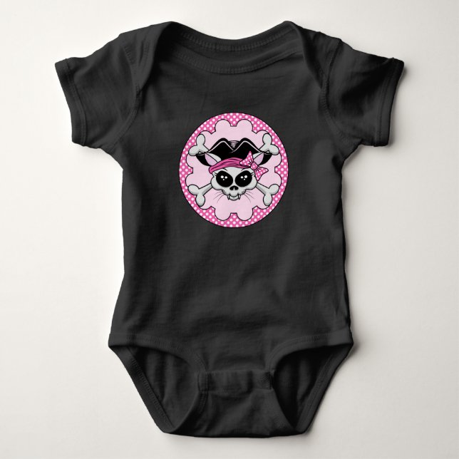 Pirate Princess Kitty Skull Baby Bodysuit (Front)