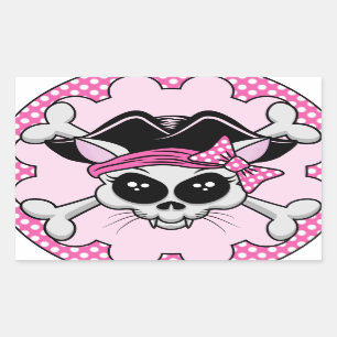 Pirate Princess Kitty Skull Rectangular Sticker