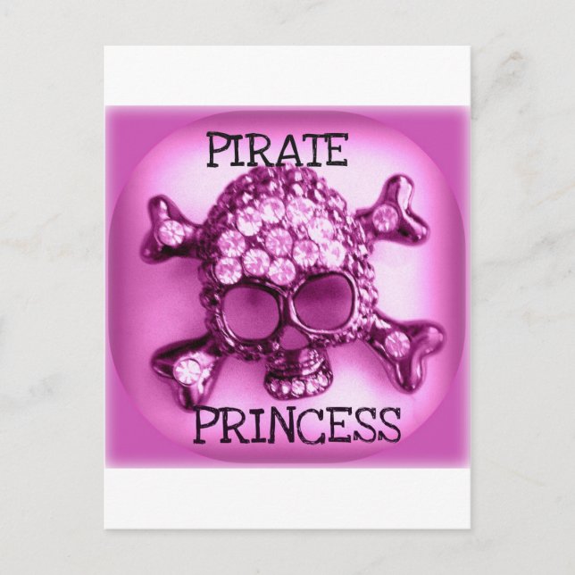 PIRATE PRINCESS SKULLY PINK PRINT POSTCARD (Front)