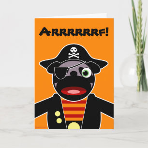 Pirate Pug Halloween Card