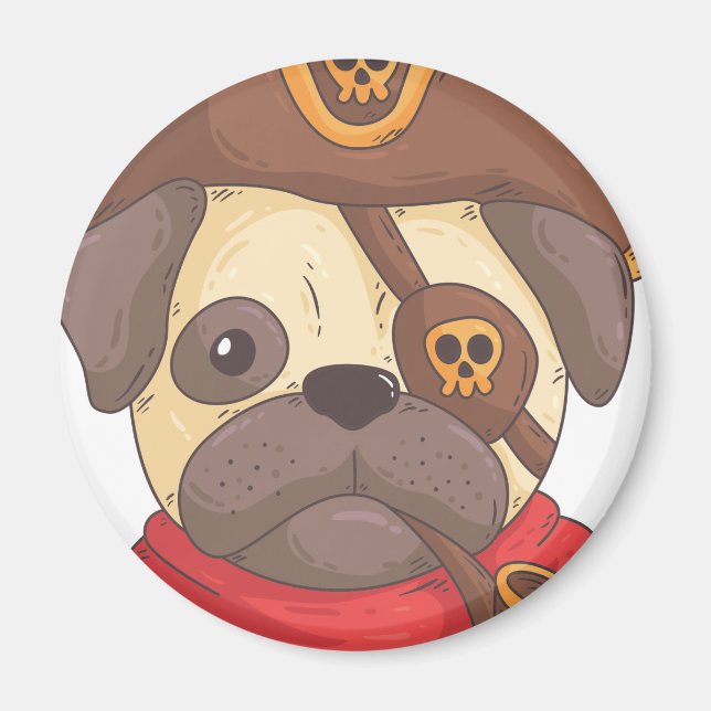 Pirate pug magnet (Front)