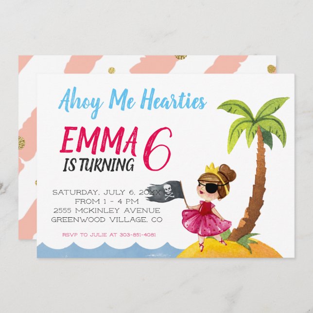 Pirate Queen Party Invitation (Front/Back)