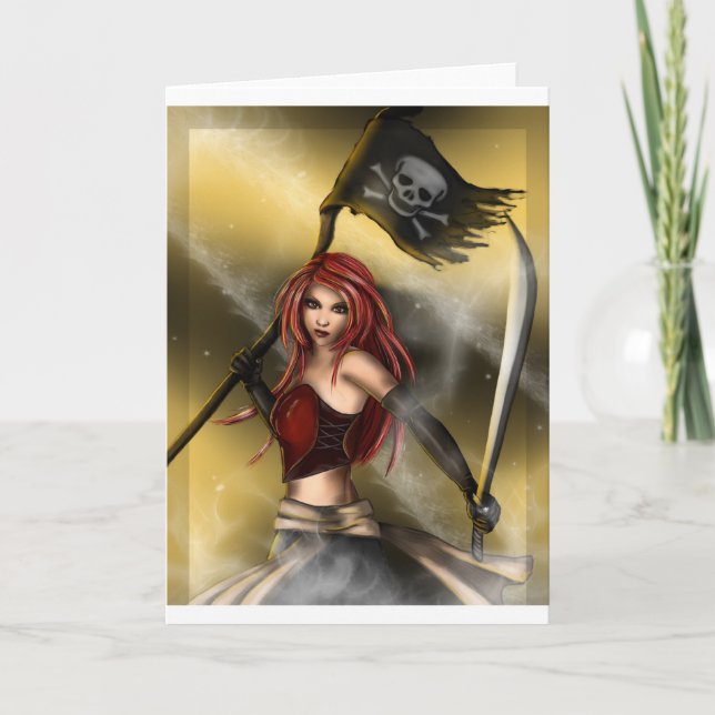 Pirate Queen with Flag Card (Front)
