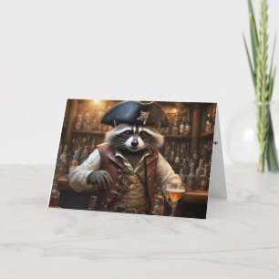 Pirate Raccoon bartender funny story birthday  Card