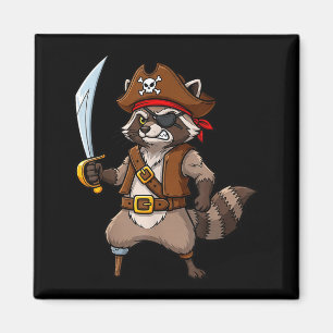 Pirate Raccoon Funny Halloween Costume For Men Wom Magnet
