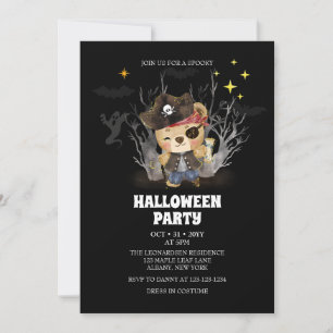 Pirate Sailor Spooky Bear Halloween Party Invitation