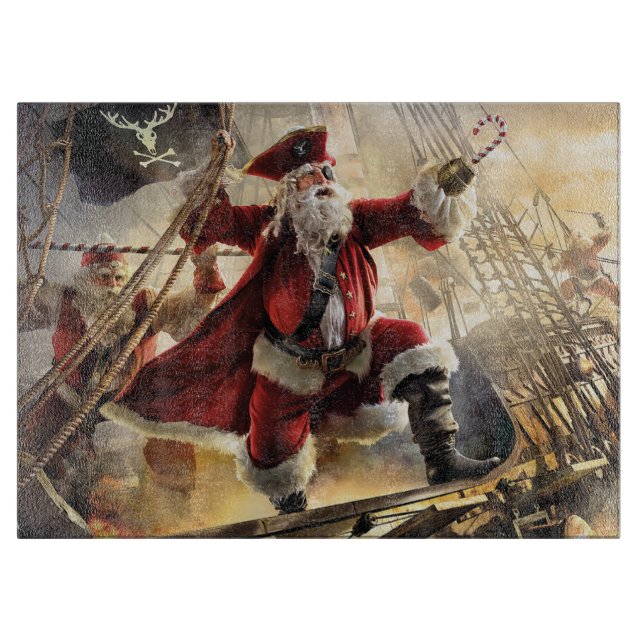 Pirate Santa Cutting Board (Front)