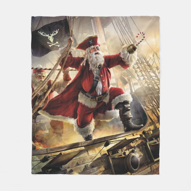 Pirate Santa Fleece Blanket (Front)