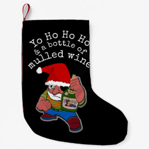 Pirate Santa Funny Mulled Wine Christmas Small Christmas Stocking