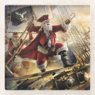Pirate Santa Glass Coaster