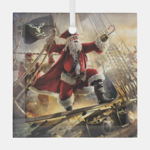 Pirate Santa Glass Tree Decoration