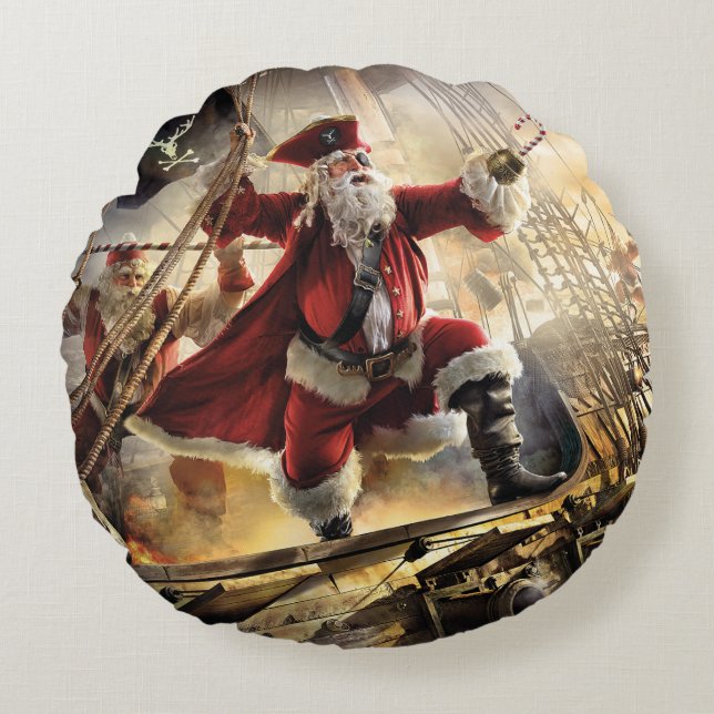 Pirate Santa Round Cushion (Front)